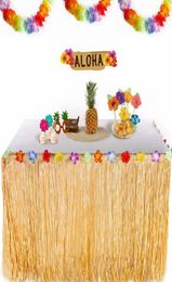 Party Decoration Table Skirt Tropical straw DIY Hawaiian Flowers and Plants Beach Flower Wedding Decor Supplies7503457