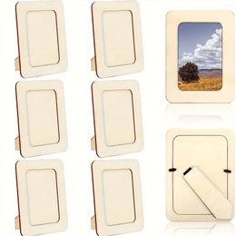 Frames 6pcs Wooden Picture For Crafts Pos Standing Postcard Frame Set Unfinished DIY Keepsake Kit Decoratable Coards