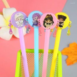 Pcs Cute Ins Girl Heart Gel Pens Cartoon Retro Rattle Shape Water-based Pen Crystal Pendant