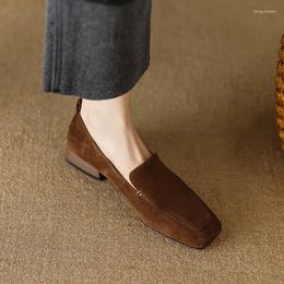 Casual Shoes Comfort Basic Loafers With Flat Heel Women Flats Spring Autumn Slip On Sheepsuede Shoe Square Toe