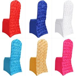 Spandex Chair Covers Rosette Rose Flower Design Lycra Chair Cover for Wedding Banquet el Decoration8419429