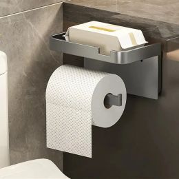 Toilet Paper Holder Stand Wall-Mounted Toilet Paper Dispenser Kitchen Bathroom Storage Rack For Tissue Box Shelf Phone Holder