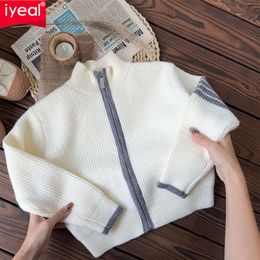 IYEAL Autumn Winter New Boys and Girls Leisure Simple Standing Neck Cardigan Children's Sweater Coat L2405