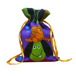 Halloween Gift Bag Present Wraps Candy Tote Bags Pumpkin Witch Cat Flannelette Kids Handbags Trick Or Treat Party Decoration TR0104