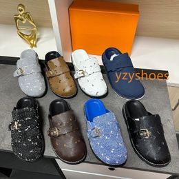 Designer Luxus Leder gemütliche flache Sandalen Leder halbe Panama Easy Mule Sandale Männer und Frauen Baotou Pantoffeln Größen