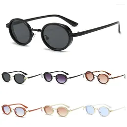 Sunglasses Metal Frame Oval Retro Hip-Hop UV400 90s Style Glasses Punk Shades For Women Men