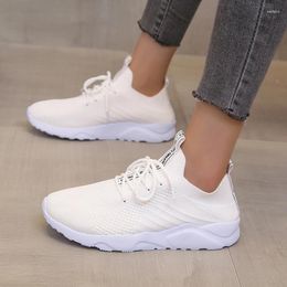 Casual Shoes Female On Sale 2024 Knitted Women's Vulcanize Summer Outdoor Women Sneakers Lace Up Breathable