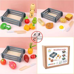 Magnetic Fruit&Vegetables Pretend Wooden Simulation Food Cutting Kitchen Fine Action Game Children Toys