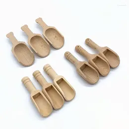 Spoons 3pcs Mini Wooden Scoops Bath Salt Spoon Candy Flour Kitchen Utensils - 2.3x7.6cm 2.5x8.1cm 3x7.8cm