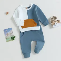 Clothing Sets Born Baby Boy Pant Autumn Clothes Outfits Infant Long Sleeve Contrast Color Sweatshirt Tops And Pants