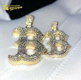 Custom Hip Hop Necklace Gra Moissanite Sterling Sier Gold Initial Letter Pendant