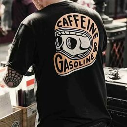 Men's T-Shirts Goth Harajuku Motorcycle Skull Graphic T-shirt Summer Mens cotton fashion short slve top Punk Skull Vintage oversized T-shirt T240522