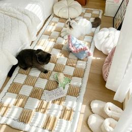 Carpets Large Pet Mat Dog Bed Cover Cream-Coloured Rectangle Funny Fuzzy Plaid Waterproof Couch Dogs