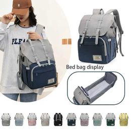 Diaper Bags Large capacity foldable mothers bag lightweight and multifunctional backpack baby bed mosquito net mat USB backpack d240522