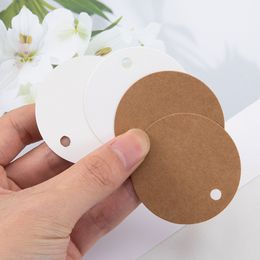50pcs Round Hang Tag 5cm 6cm Blank Kraft Paper Card for DIY Jewellery Packaging Retail Price Tag Wedding Party Gifts Labels