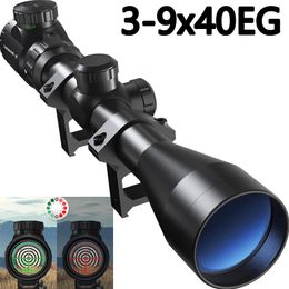 3-9X40 Red Green Rangefinder Illuminated Optical Rifle Scope Adjustable Optic Sight Green Red Illuminated Riflescope Hunting