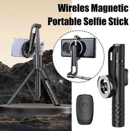 Selfie Monopods 130cm portable wireless magnetic selfie stick tripod folding with remote control suitable for iPhone d240522