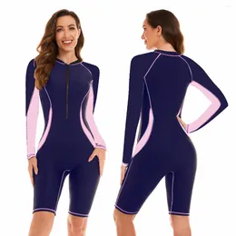 Women's Swimwear 2024 Summer Long Sleeve Swimsuit Rashguard Women Surfing Diving Print Swimming Suit For Bodysuit Rash Guard