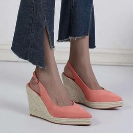Wedges Sandals Slingback Women's Ankle Heel Strap Crystal Platform Shoes Espadrilles Pumps Comfo b5c