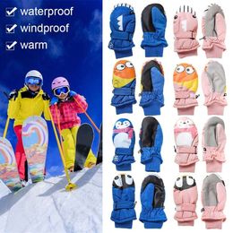 Thicken Warm Winter Must Kids Windproof Waterproof Snow Snowboard Children Ski Gloves Long-sleeved Mitten L2405