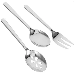Flatware Sets Colander Fork Set Party Treat Metal Tableware Restaurant Spoon Dinner Kit Kitchen Tools Serving Utensils