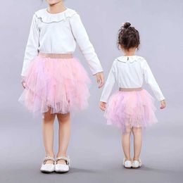 Skirts Girls Rainbow tutu skirt Ruffle Uneven Tulle Skirt Kids Princess Birthday wedding party clothes Skirt for girl Y240522