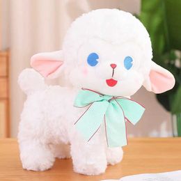 Plush Dolls 20cm-40cm Hot Ins Kawaii Sheep Plush Toy Soft Stuffed Cartoon Blue Bow Lamb Doll Baby Toys Birthday Gift for Children Girls H240521 68T9