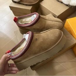 Designer Tasman Ultra Mini boots slippers women Australian Chestnut Fur sheepskin Tazz Mules woman Men platform Australie Ankle Booties