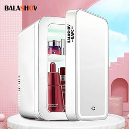 4L Mini Makeup Fridge WIth LED Light Mirror Portable Cosmetic Storage Refrigerator Keep fresh Cooler for Home Car Dual Use 240518