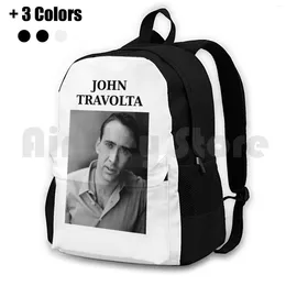 Backpack Nicolas Travolta... John Cage... Wtf ? Outdoor Hiking Waterproof Camping Travel Travolta Cage Funny Wrong