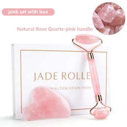 Beauty Massage Roller Body Rose Gua Sha Love HeartShaped DoubleHeaded Natural Jade Relaxing Slimming Face Portable 240513