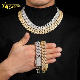 China Jewelry Factory Price Fashion Men Necklace Brass Gold Plated Cz Diamond 18Mm Hip Hop Iced Out Miami Cuban Chain