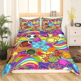 Bedding sets Football Duvet Cover Sports Theme Ball Games Set Kids Basketball Hockey Comforter Twin for Boys Girls Room Decor H240521 S88P