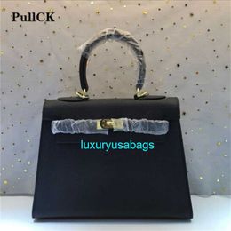 Genuine Leather Handbag Ky Shoulder Bags New Handprint Bag Versatile Cowhide Handbag Women's Crossbody Bag Fashion Women's Handbag 28 # Blackwith logo HB88