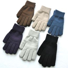 Winter Knitted Plush Women Men Autumn Thickened Solid Color Full Finger Mittens Hand Warmer Couple Cycling Gloves L2405