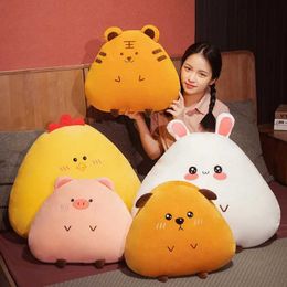 Plush Dolls 45cm/65cm Kawaii Chicken Rabbit Piggy Dog Tiger Plush Pillow Toys Soft Stuffed Animal Rice Ball Doll Chair Cushion High Quality H240521