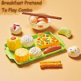 Kids Kitchen Pretends Play Cooking Game Hamburger Pizza Snack Fruit Vegetable Simulation Food Set Of Toy For Girls Boys