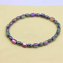 Link Bracelets ZFSILVER Fashion Nonmagnetic Rice Colorful Hematite Ball Beads Elastic Rope Elegant For Women Jewelry Accosseries Gift