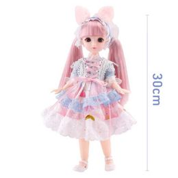 Dolls Full set of 1/6 BJD Doll Girls 30cm Anime Doll 23 Joint Movable Body with Skirt Hat Headress Dress up DIY Toy Rebirth Kawaii S2452201 S2452201 S2452201