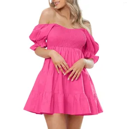 Casual Dresses Women'S Sexy Ruffled Cake Skirt Slim Fit Temperament Short Dress Summer Sleeve Sundress Fashionable Simple