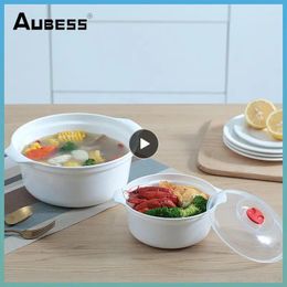 Dinnerware Microwave Oven Special Soup Bowl With Cover Round Box Heating Lunch Large Noodle Plastic Utensils