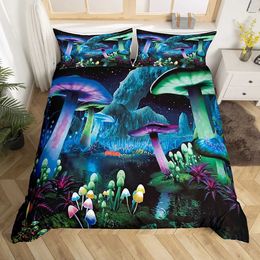 Bedding sets Colourful Mushroom Comforter Set Twin Size Kids Quilt Bed for Boys Girls Adult with 1 and 2 cases H240521 5JC9