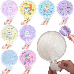 Decorative Figurines Cartoon Reflective Panel Fan Gift Plastic Po Round Polishing Plate Selfie Supplies Folded Handhold Summer