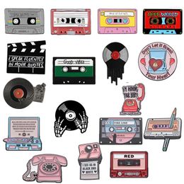 Brooches 90's Tape Telephone Camera Enamel Pin Retro Vintage Music Cassette Lapel Badge Old-school Nostalgic Record Jewellery