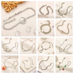 Luxury silver Chain Bracelets Designer Bangle Wristband Cuff Chain Letter Jewellery Silver Plated Stainless steel Christmas Valentine's Day Gifts Accessorie