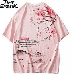 Men Hip Hop T Shirt 2020 Streetwear Japanese Sakura Painting Tshirt Short Sleeve Cotton Summer Harajuku TShirt Japan Style Pink C5447989