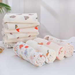 Cotton Muslin Cute Cartoon Printing Swaddle Soft Breathable Newborn Baby Receiving Blanket For Infant Boys Girls