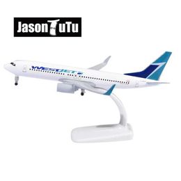 Aircraft Modle JASON TUTU 18-20cm Plane Model WESTJET B737-800 Aeroplane Model Aircraft Diecast Metal Planes Drop shipping Y240522