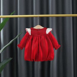 Summer New Baby Girls Dress Small Flying Lantern Lace Zipper Pleated Bubble Sleeve Bow Sweet Princess