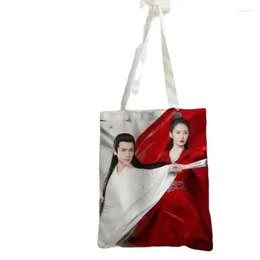 Storage Bags Luo Yunxi Chen Yuqi HD Poster Double-sided Printed White Canvas Bag TV And The Winner Is Love Drama Stills Portable Shopping